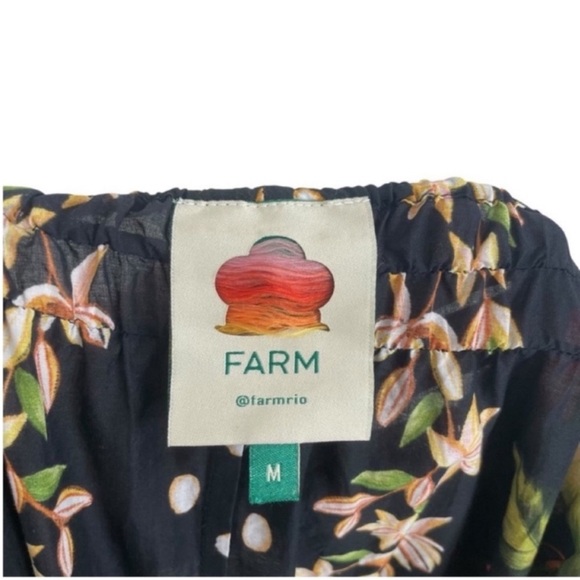 FARM Rio Cocoa Paradise Tropical Square Neck Maxi Dress Black Medium - Picture 9 of 9